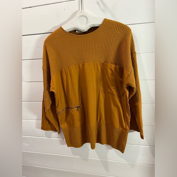 💛 LAURÈL – Bi-Material Mustard Top (Size 38) - Picture 4 of 13